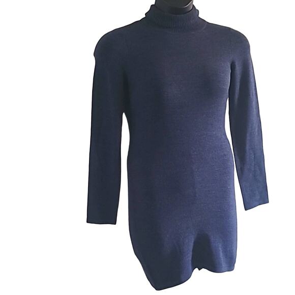 French Connection Women's Bodycon Knit Mini Sweater Dress - Dark Blue Size L NWT - Picture 7 of 10